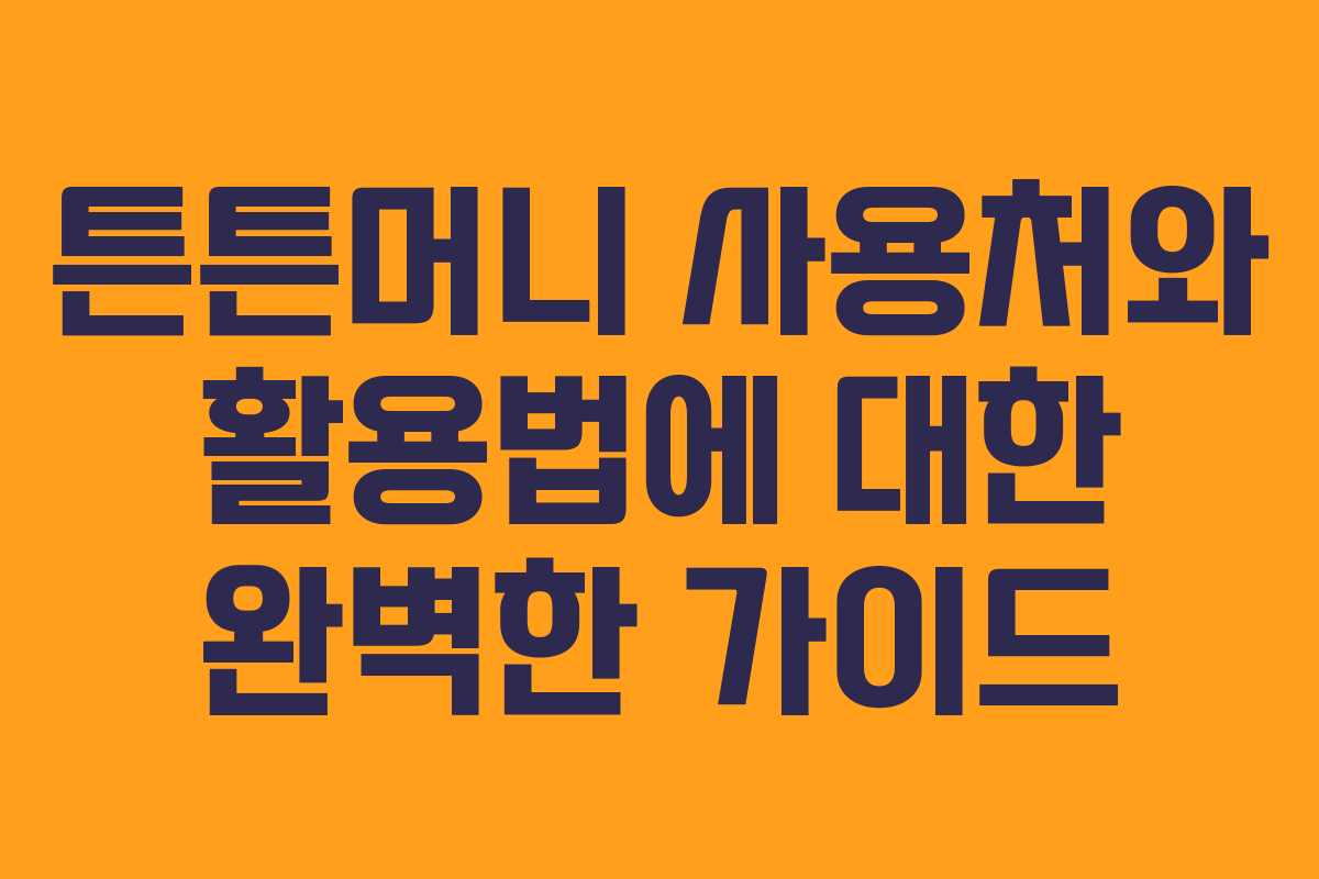 튼튼머니 사용처와 활용법에 대한 완벽한 가이드