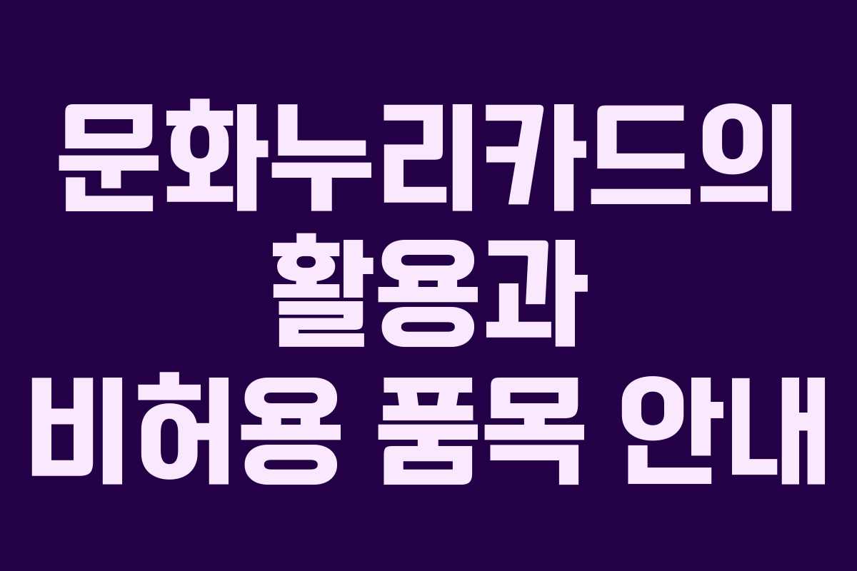 문화누리카드의 활용과 비허용 품목 안내