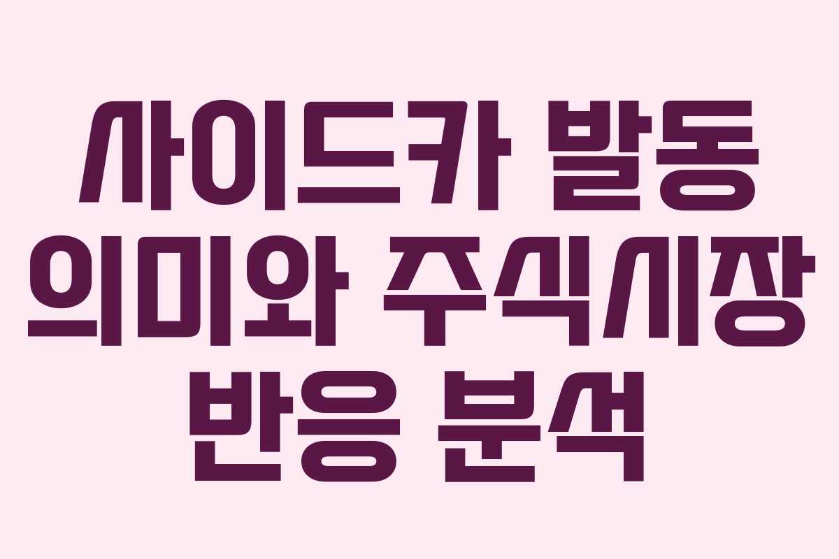 사이드카 발동 의미와 주식시장 반응 분석