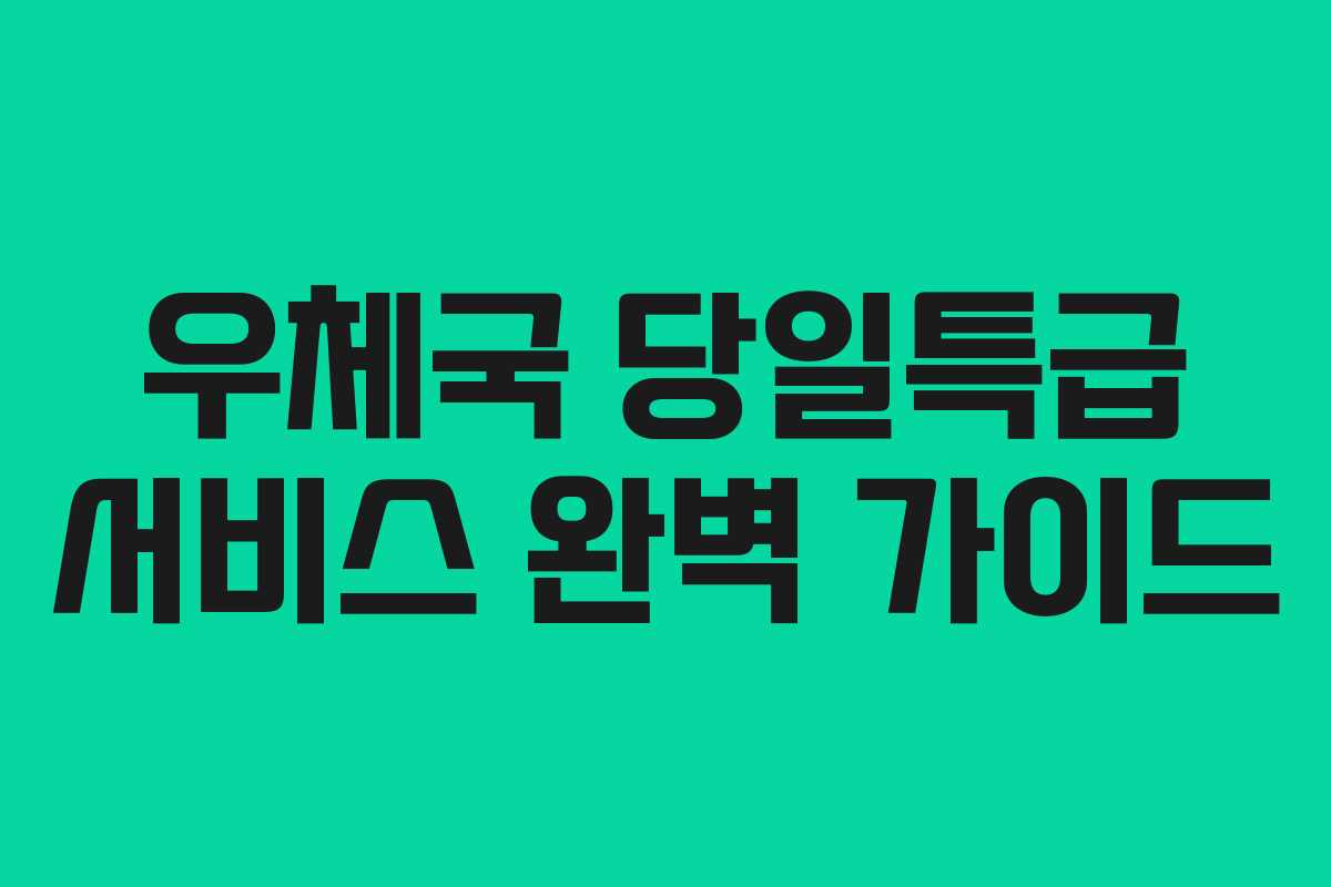 우체국 당일특급 서비스 완벽 가이드