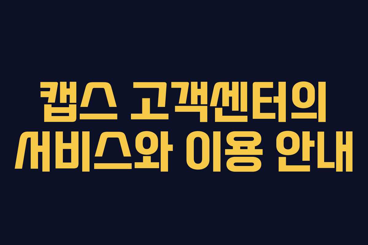 캡스 고객센터의 서비스와 이용 안내