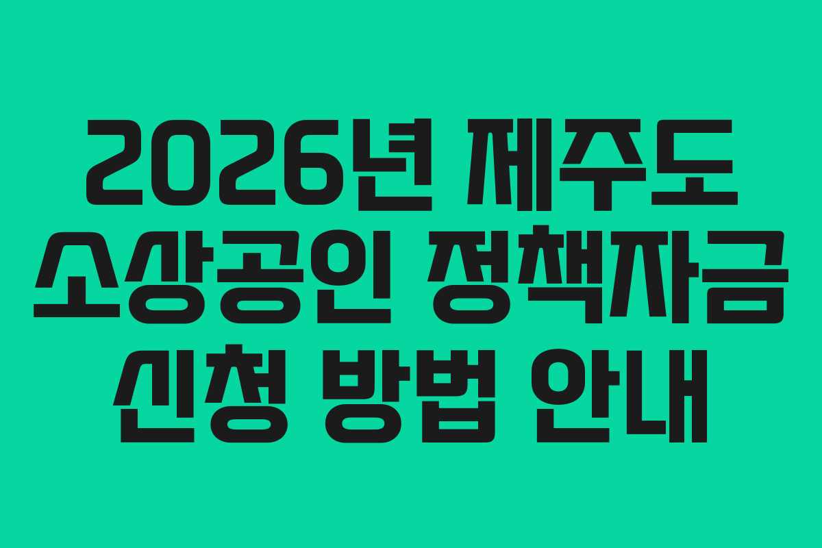 2026년 제주도 소상공인 정책자금 신청 방법 안내