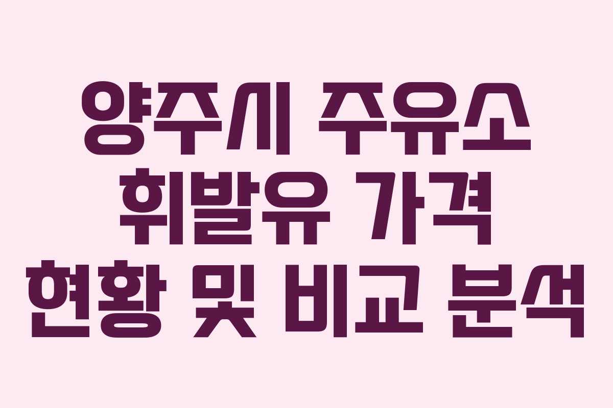 양주시 주유소 휘발유 가격 현황 및 비교 분석