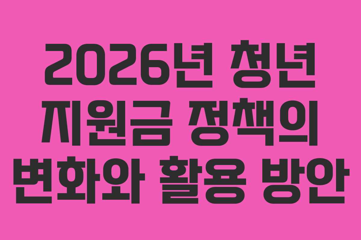 2026년 청년 지원금 정책의 변화와 활용 방안