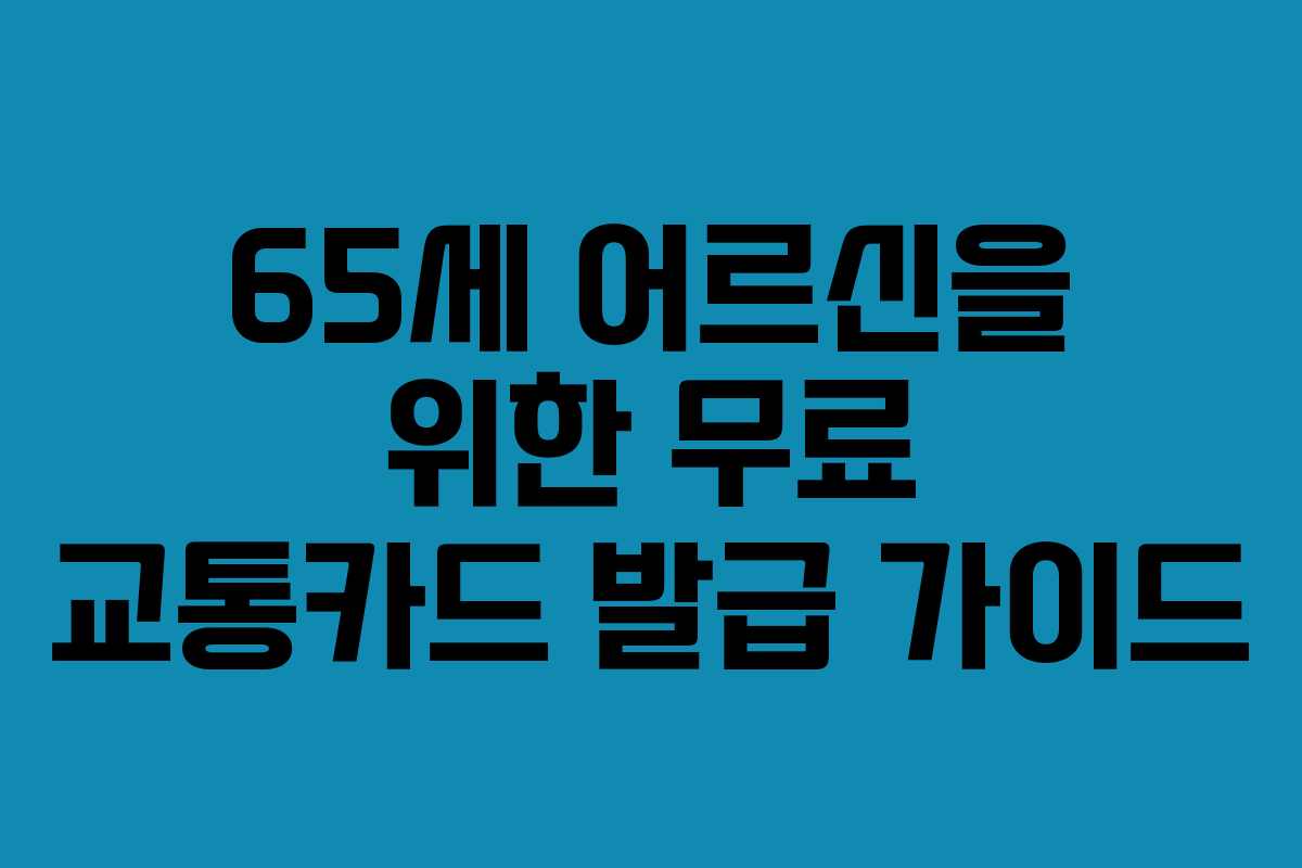 65세 어르신을 위한 무료 교통카드 발급 가이드