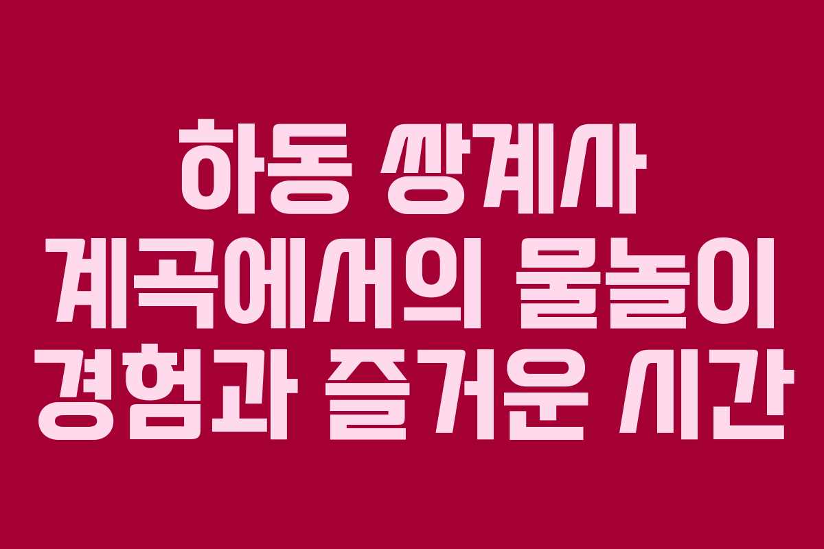 하동 쌍계사 계곡에서의 물놀이 경험과 즐거운 시간