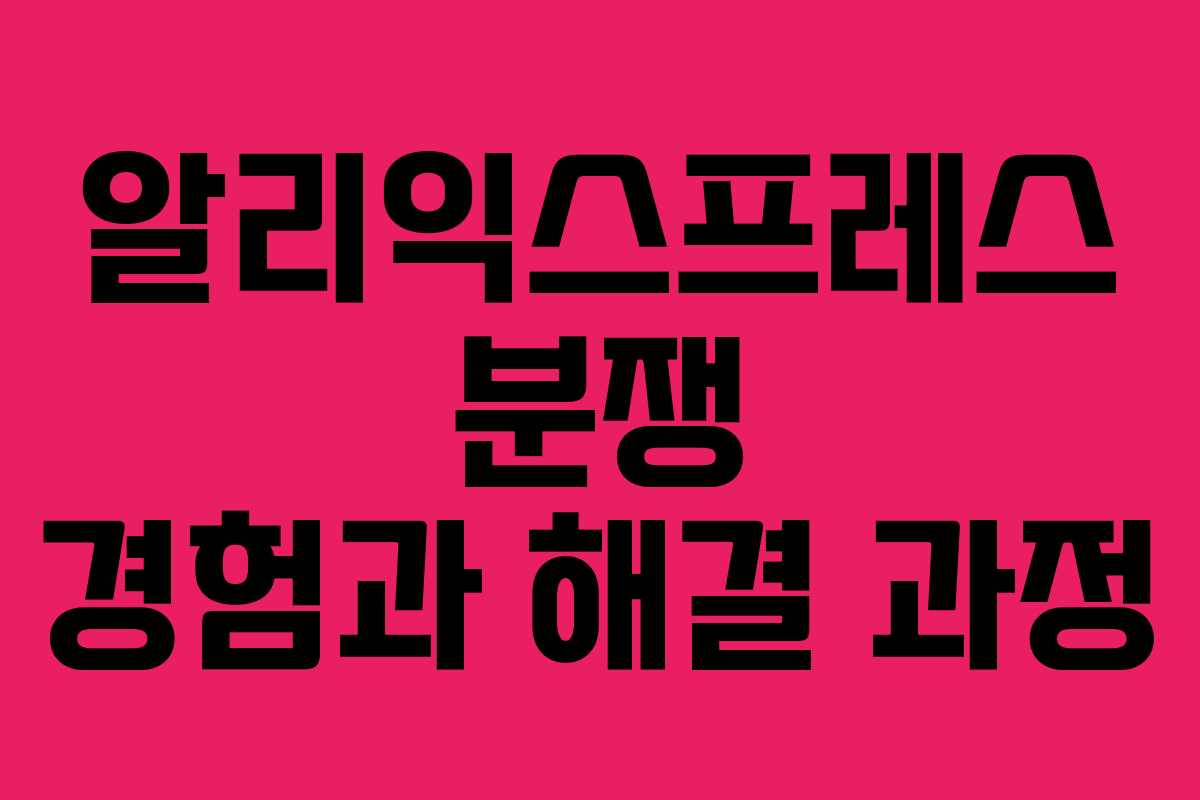알리익스프레스 분쟁 경험과 해결 과정