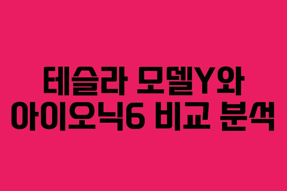 테슬라 모델Y와 아이오닉6 비교 분석