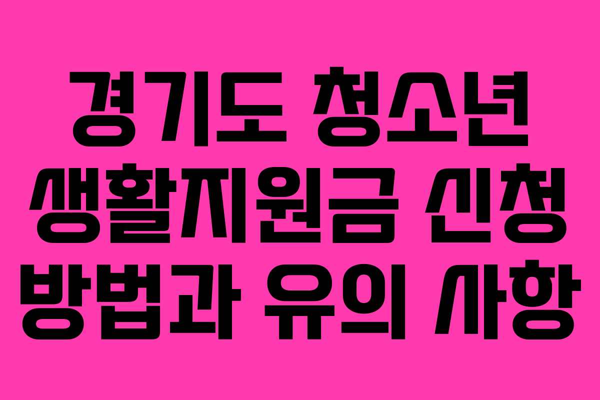 경기도 청소년 생활지원금 신청 방법과 유의 사항