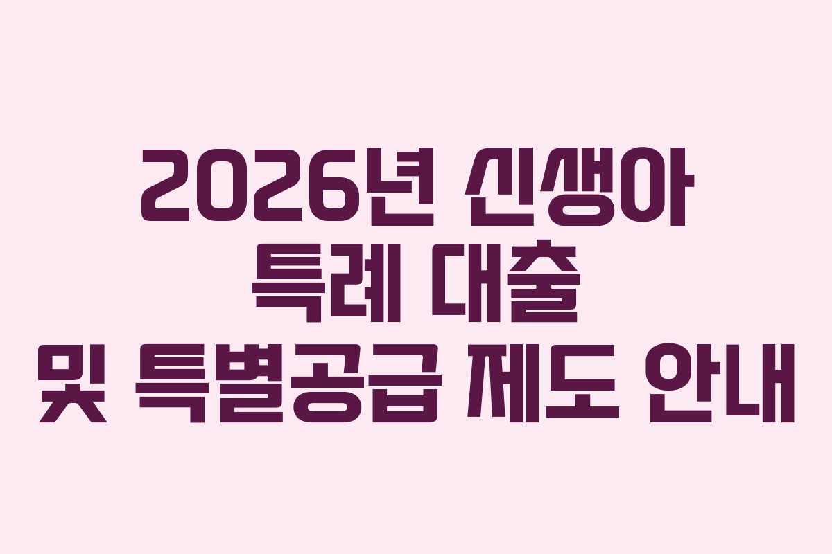 2026년 신생아 특례 대출 및 특별공급 제도 안내