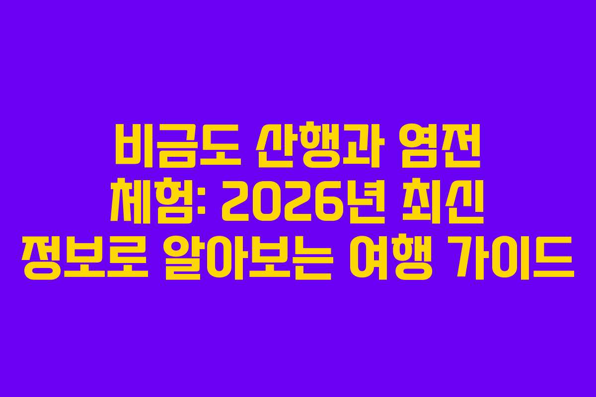 비금도 산행과 염전 체험: 2026년 최신 정보로 알아보는 여행 가이드