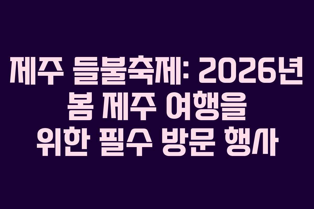 제주 들불축제: 2026년 봄 제주 여행을 위한 필수 방문 행사