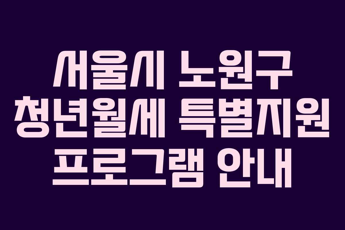 서울시 노원구 청년월세 특별지원 프로그램 안내