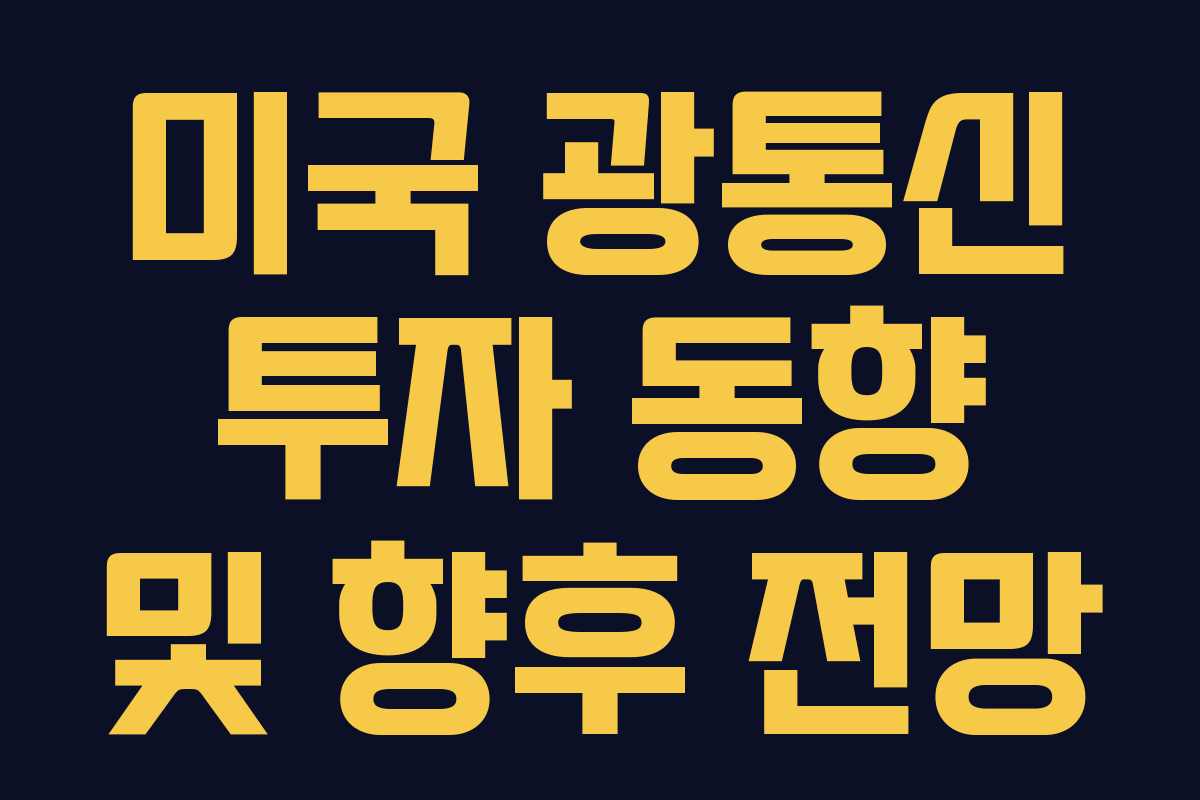 미국 광통신 투자 동향 및 향후 전망