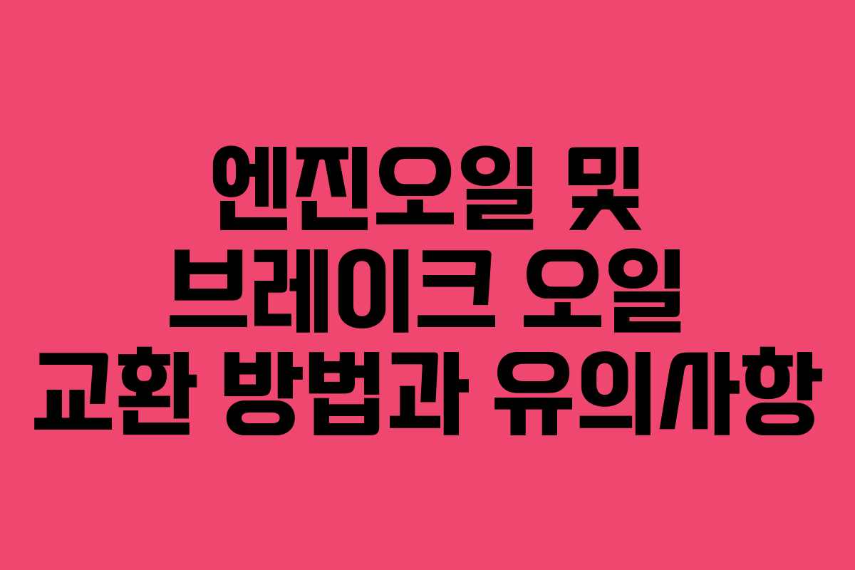 엔진오일 및 브레이크 오일 교환 방법과 유의사항
