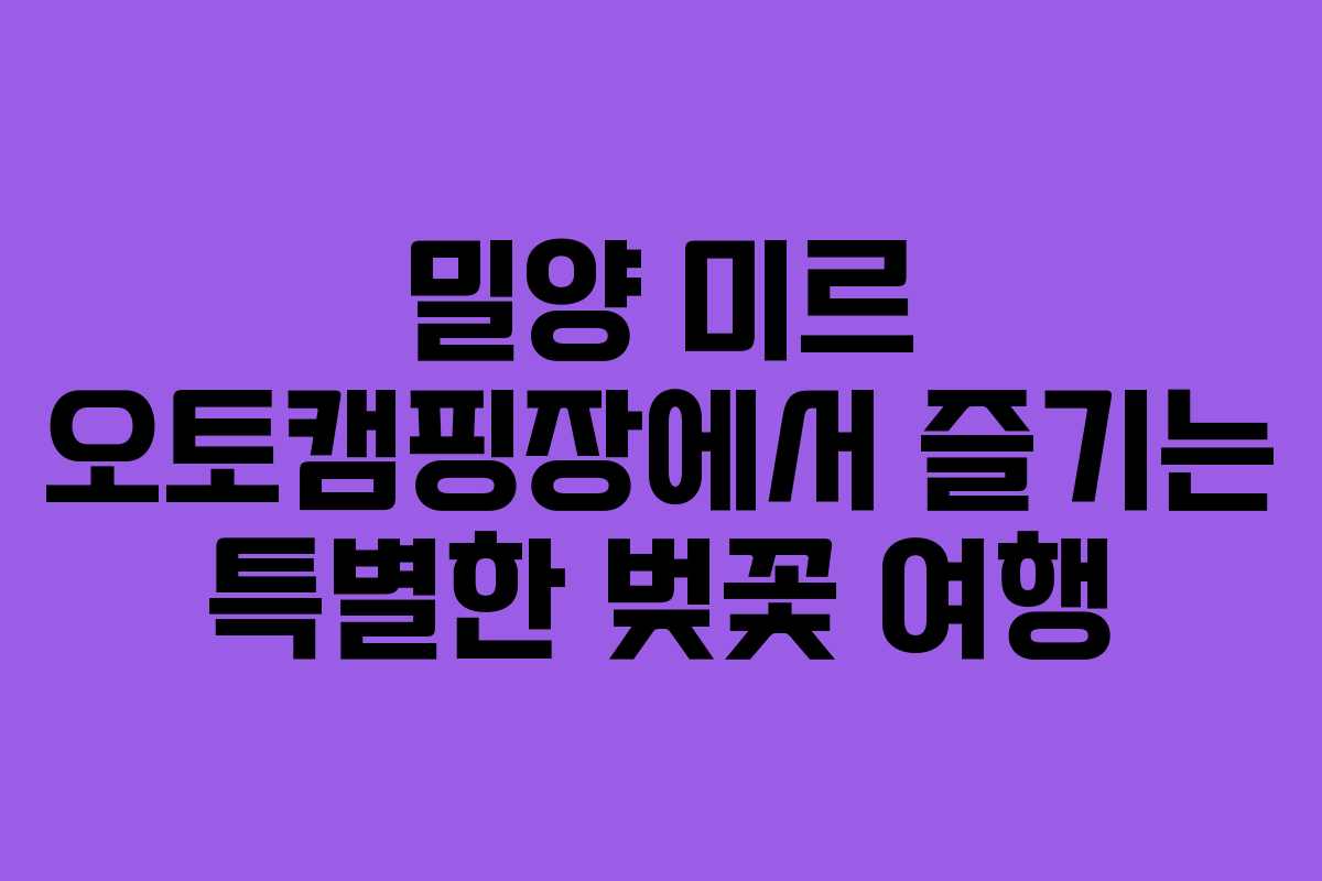 밀양 미르 오토캠핑장에서 즐기는 특별한 벚꽃 여행