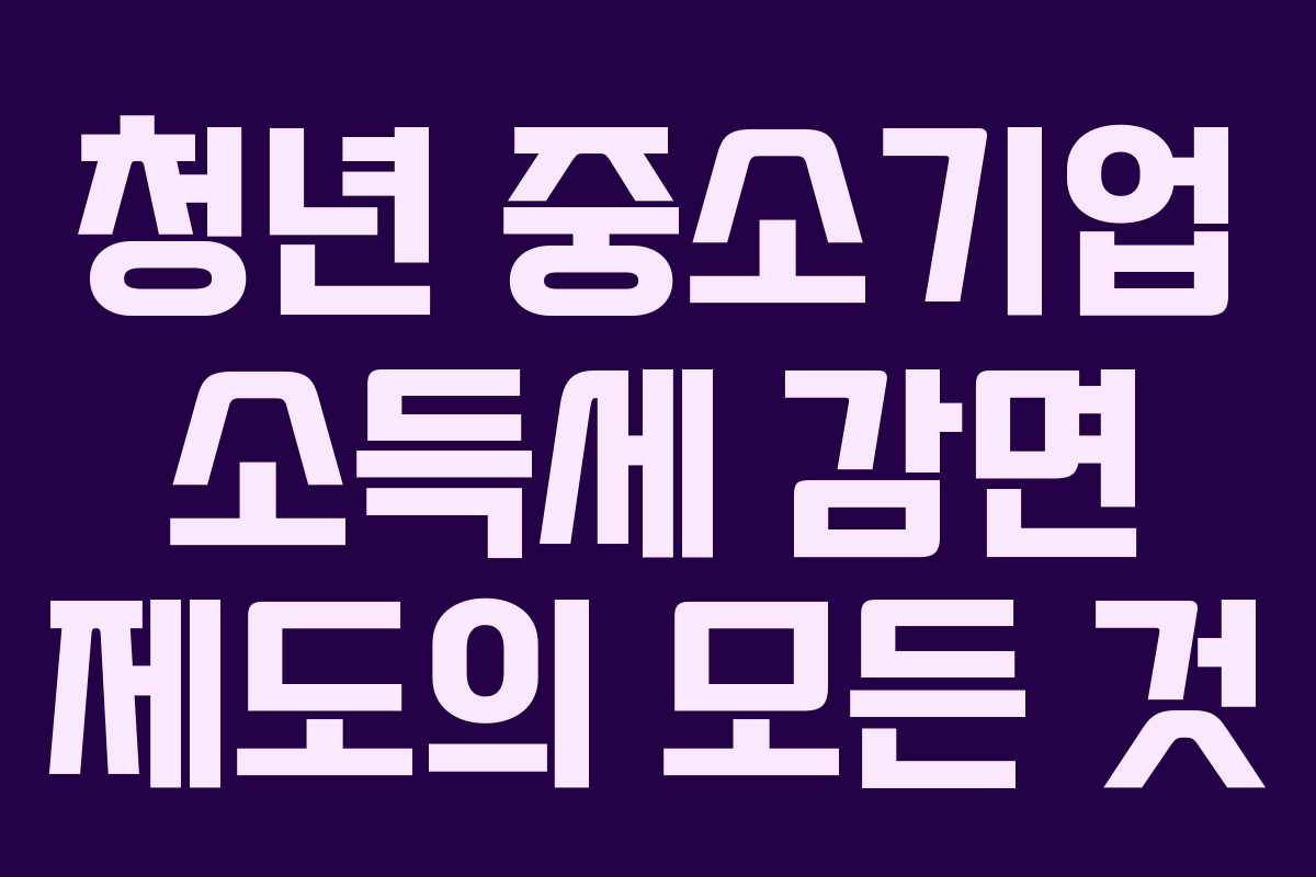 청년 중소기업 소득세 감면 제도의 모든 것