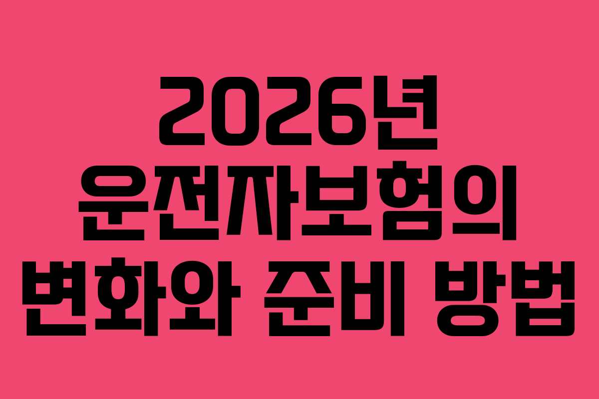 2026년 운전자보험의 변화와 준비 방법