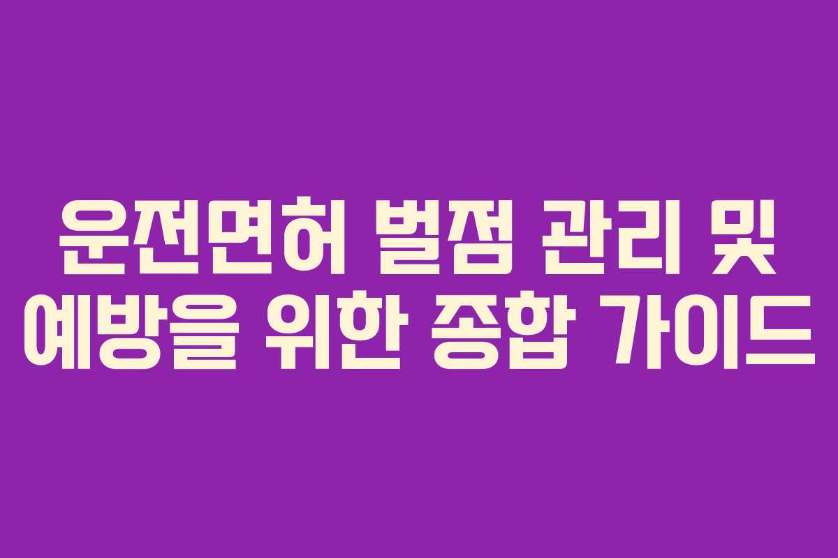 운전면허 벌점 관리 및 예방을 위한 종합 가이드