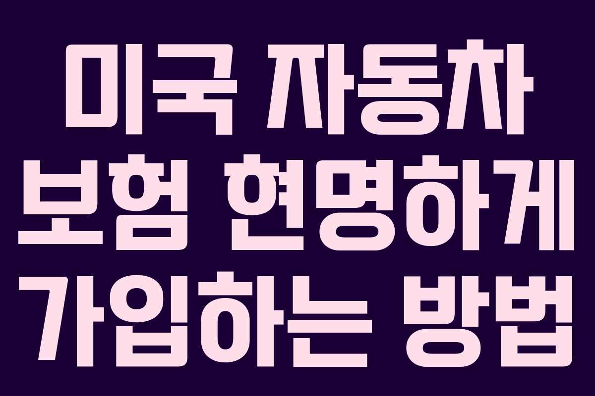 미국 자동차 보험 현명하게 가입하는 방법