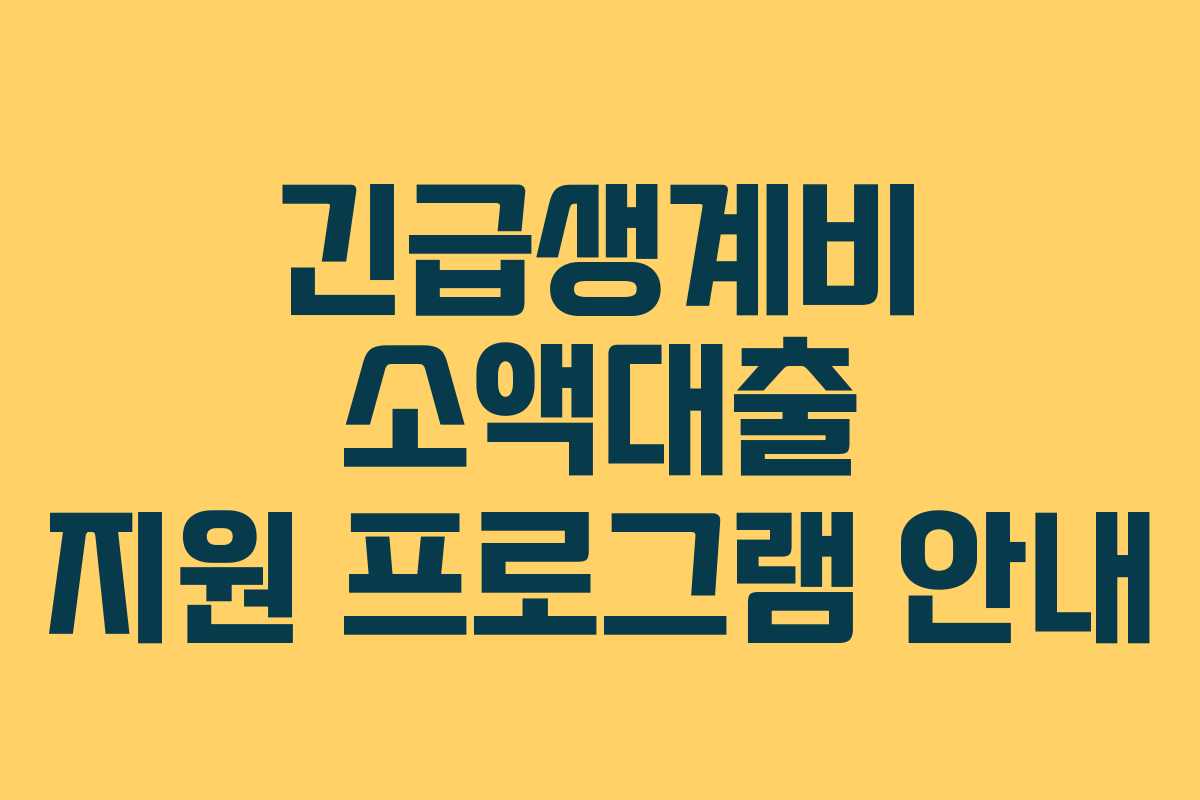 긴급생계비 소액대출 지원 프로그램 안내