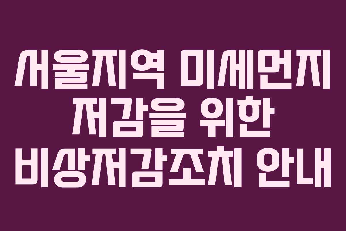 서울지역 미세먼지 저감을 위한 비상저감조치 안내