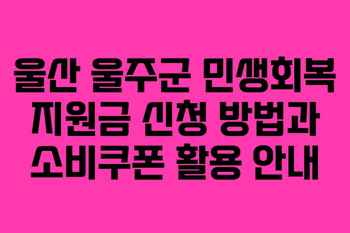 울산 울주군 민생회복 지원금 신청 방법과 소비쿠폰 활용 안내