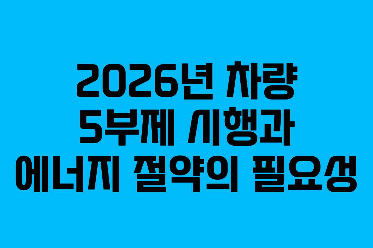 2026년 차량 5부제 시행과 에너지 절약의 필요성
