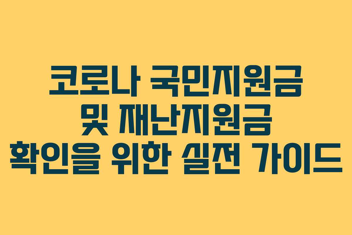 코로나 국민지원금 및 재난지원금 확인을 위한 실전 가이드