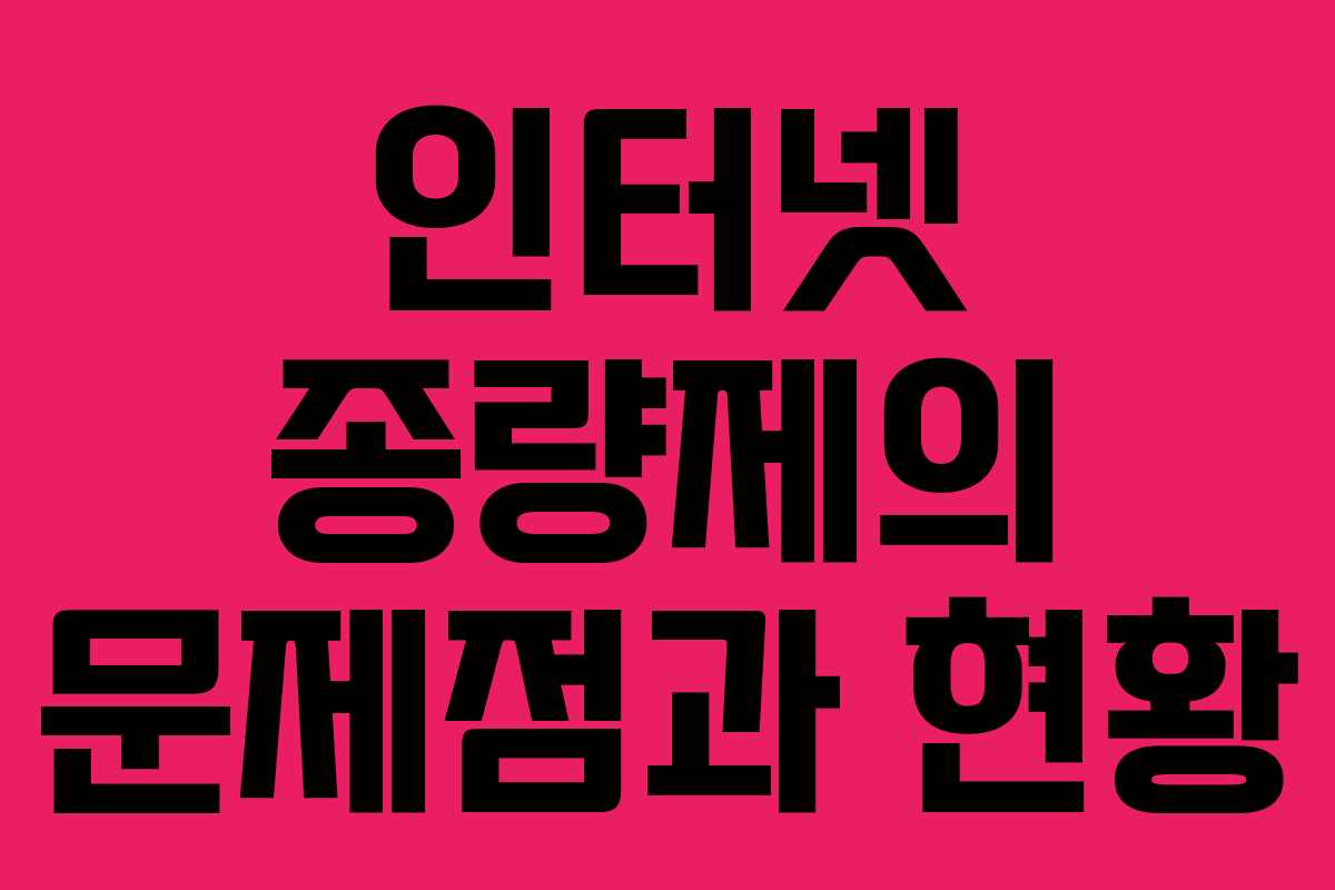 인터넷 종량제의 문제점과 현황