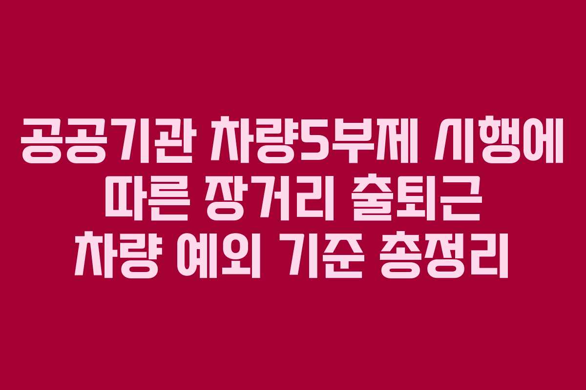 공공기관 차량5부제 시행에 따른 장거리 출퇴근 차량 예외 기준 총정리