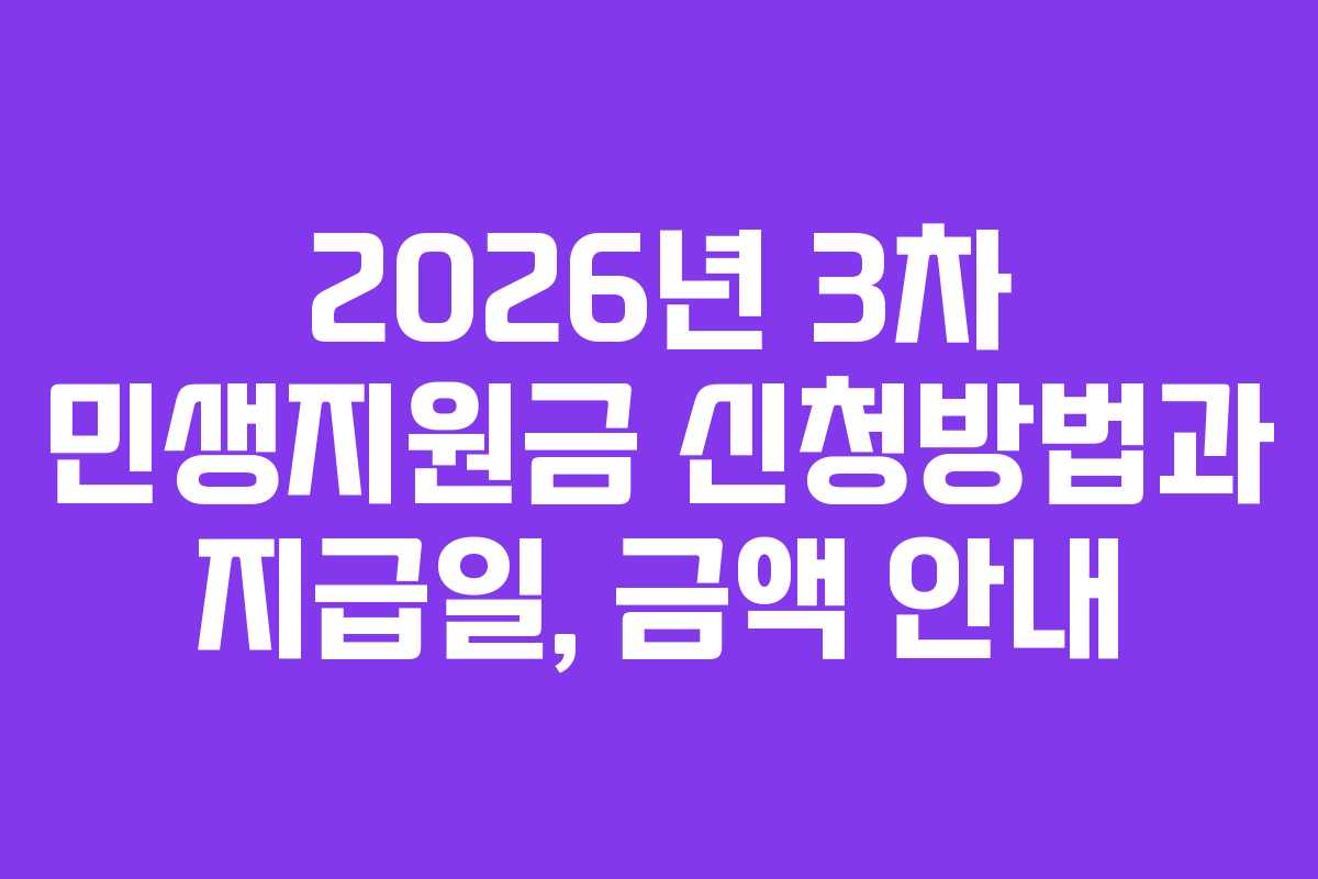 2026년 3차 민생지원금 신청방법과 지급일, 금액 안내