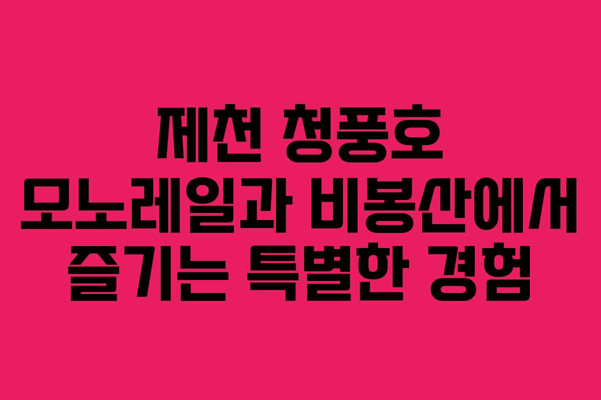 제천 청풍호 모노레일과 비봉산에서 즐기는 특별한 경험