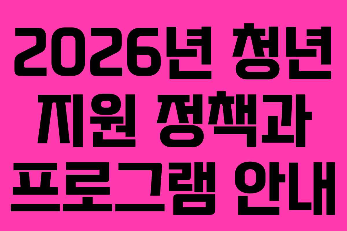 2026년 청년 지원 정책과 프로그램 안내