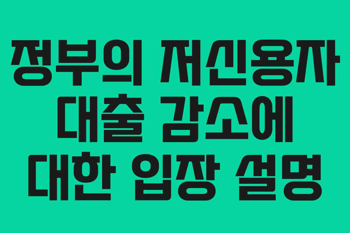 정부의 저신용자 대출 감소에 대한 입장 설명