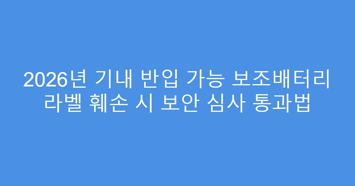 2026년 기내 반입 가능 보조배터리 라벨 훼손 시 보안 심사 통과법