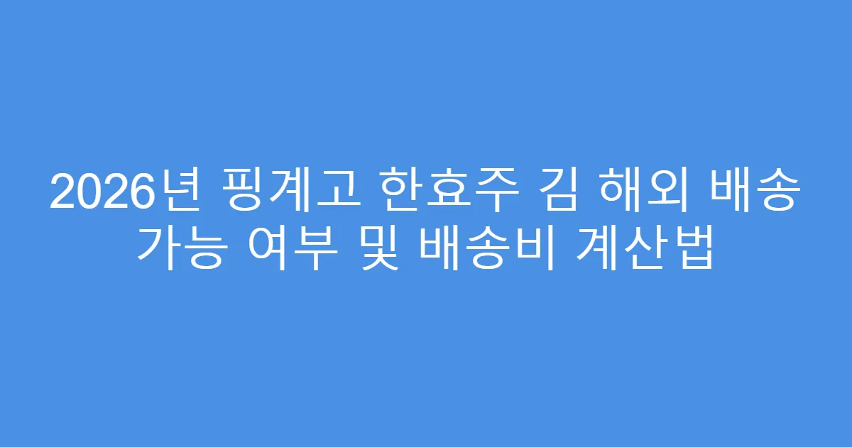 2026년 핑계고 한효주 김 해외 배송 가능 여부 및 배송비 계산법