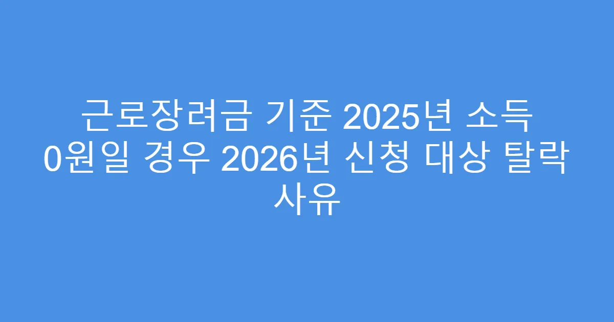 근로장려금 기준 2025년 소득 0원일 경우 2026년 신청 대상 탈락 사유