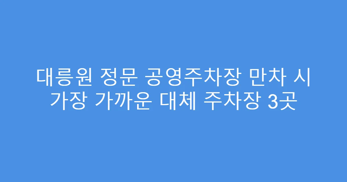 대릉원 정문 공영주차장 만차 시 가장 가까운 대체 주차장 3곳
