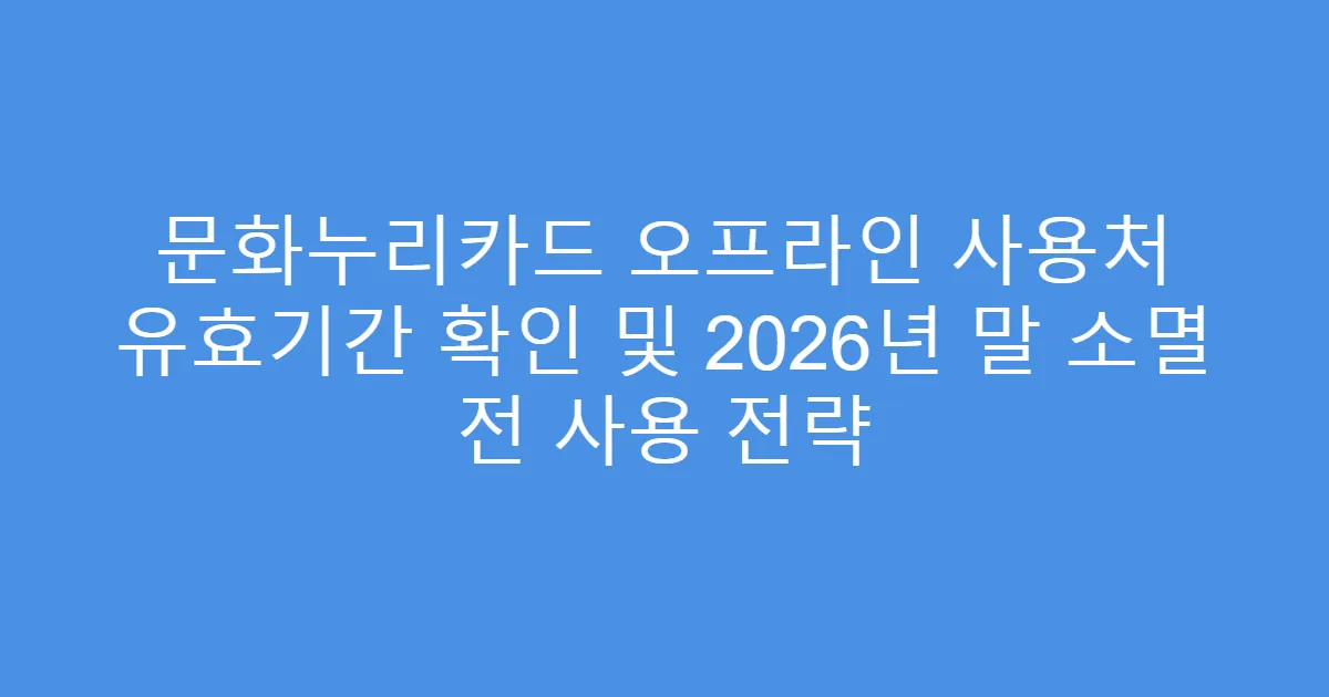 문화누리카드 오프라인 사용처 유효기간 확인 및 2026년 말 소멸 전 사용 전략