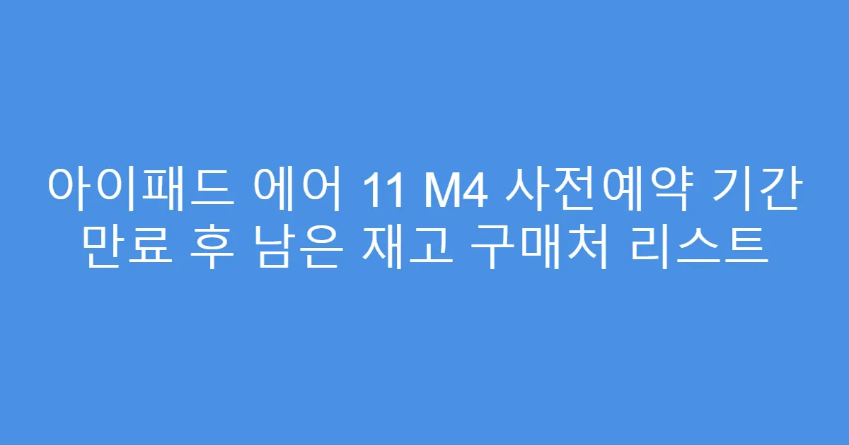 아이패드 에어 11 M4 사전예약 기간 만료 후 남은 재고 구매처 리스트
