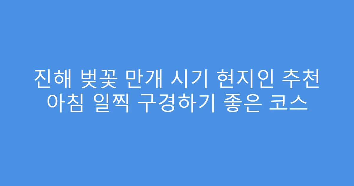 진해 벚꽃 만개 시기 현지인 추천 아침 일찍 구경하기 좋은 코스