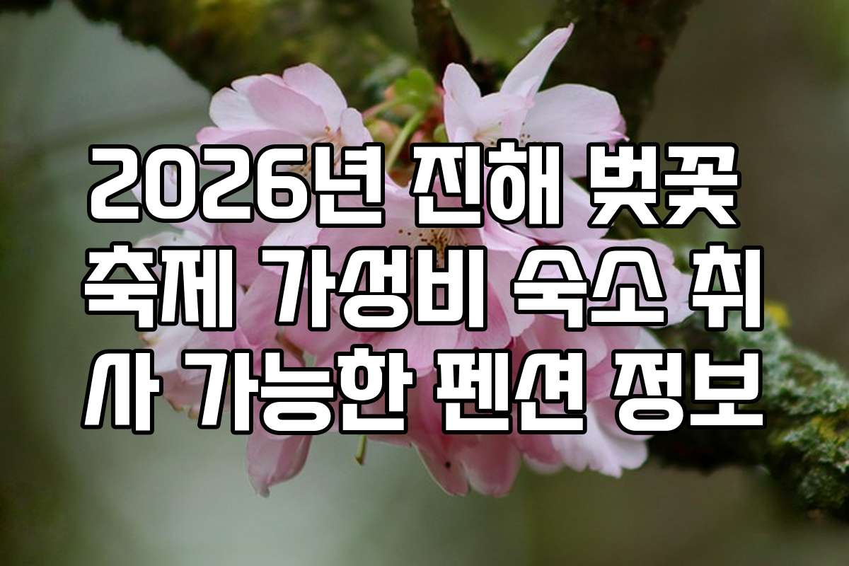 2026년 진해 벚꽃 축제 가성비 숙소 취사 가능한 펜션 정보
