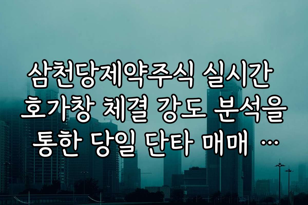 삼천당제약주식 실시간 호가창 체결 강도 분석을 통한 당일 단타 매매 실전 전략