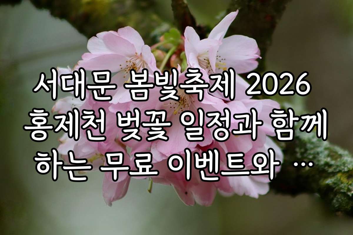 서대문 봄빛축제 2026 홍제천 벚꽃 일정과 함께하는 무료 이벤트와 참가 방법 안내