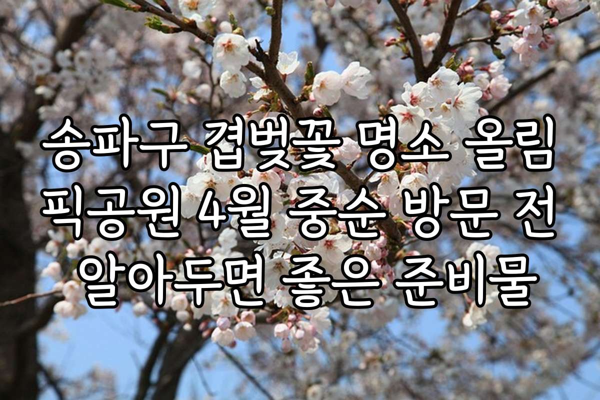 송파구 겹벚꽃 명소 올림픽공원 4월 중순 방문 전 알아두면 좋은 준비물