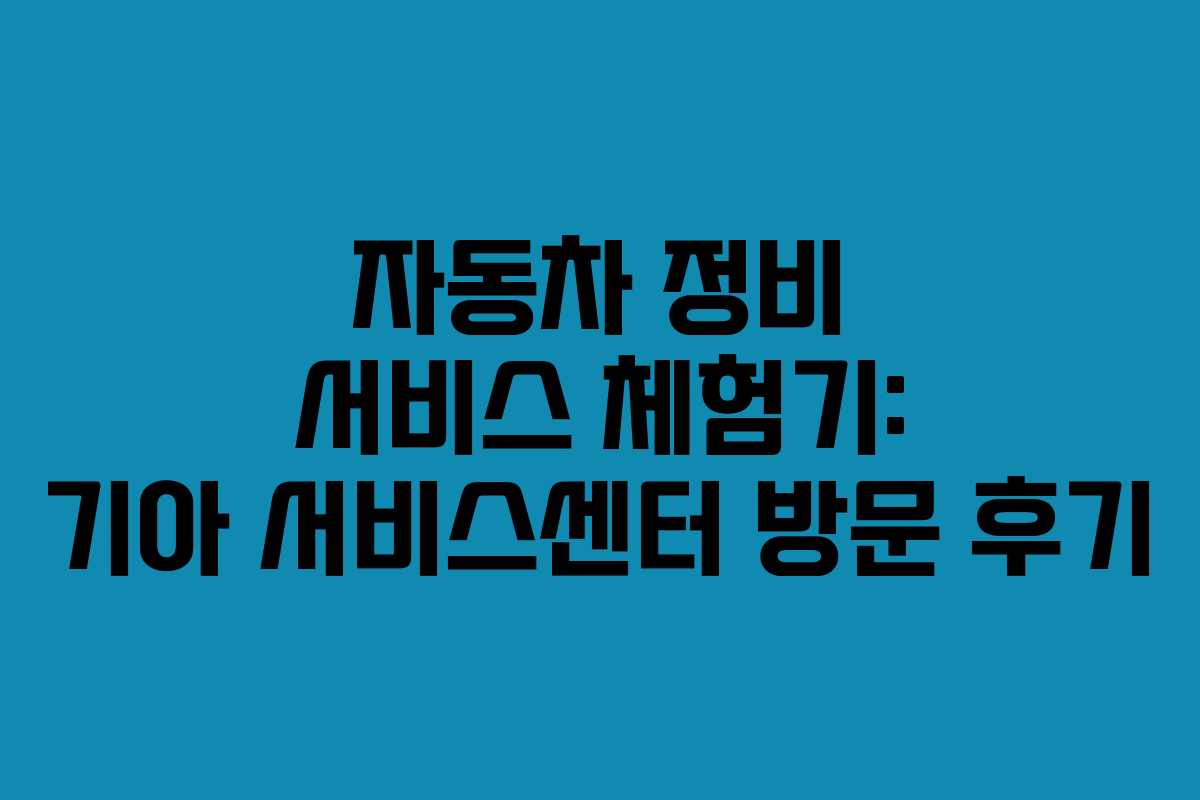 자동차 정비 서비스 체험기: 기아 서비스센터 방문 후기