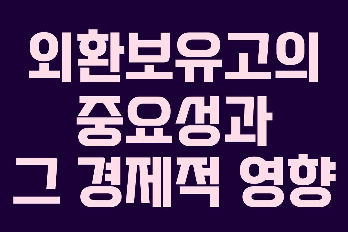 외환보유고의 중요성과 그 경제적 영향