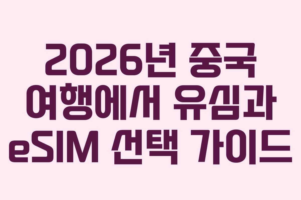 2026년 중국 여행에서 유심과 eSIM 선택 가이드