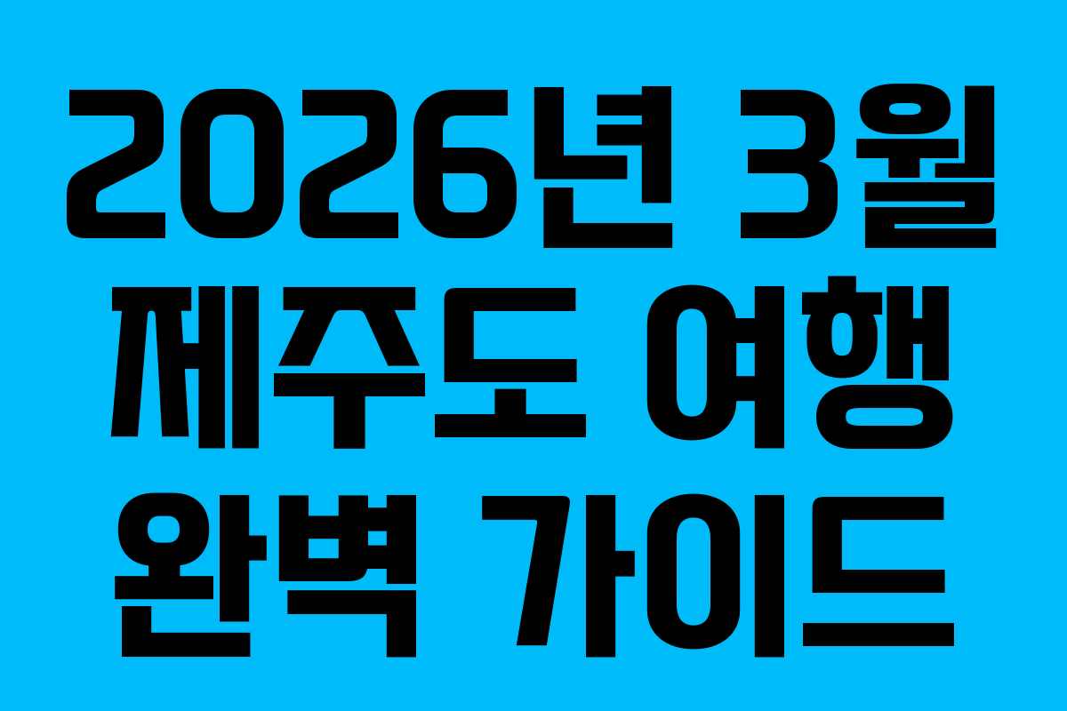 2026년 3월 제주도 여행 완벽 가이드